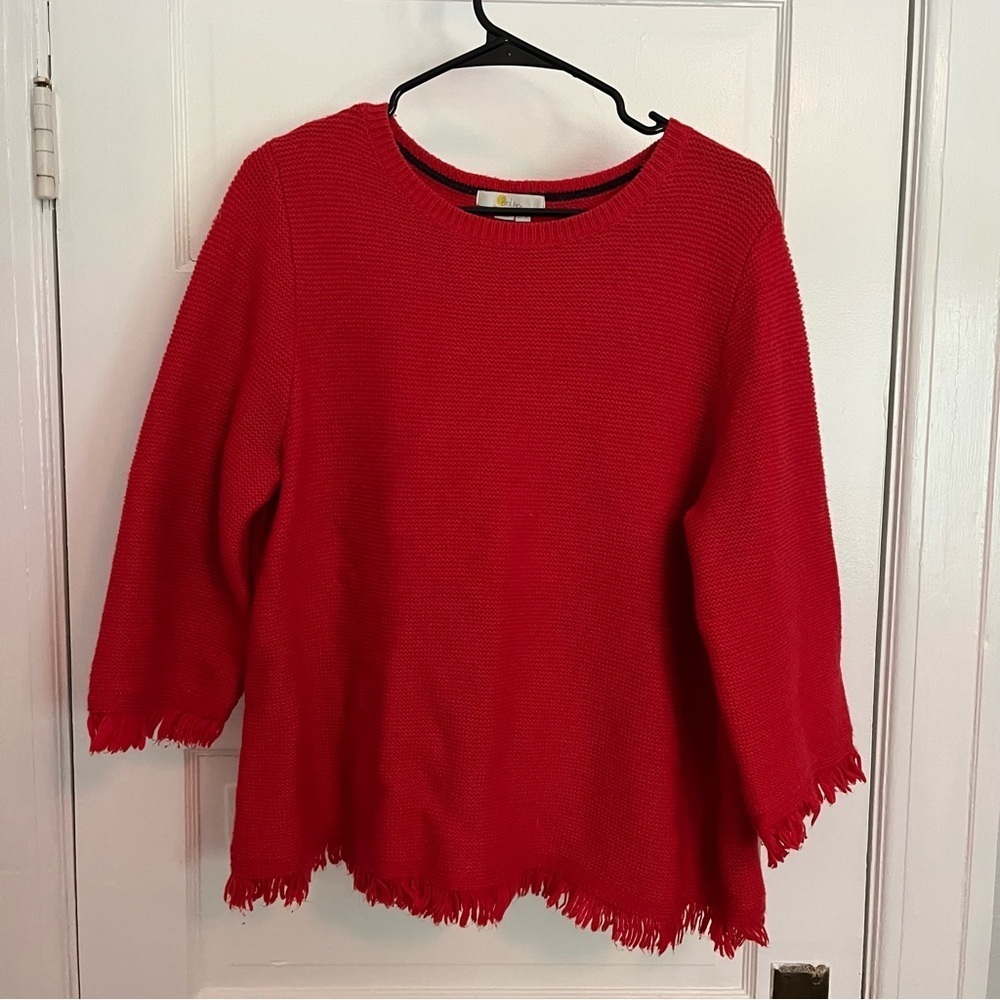 Boden Chunky Knit Fringe Trim Sweater